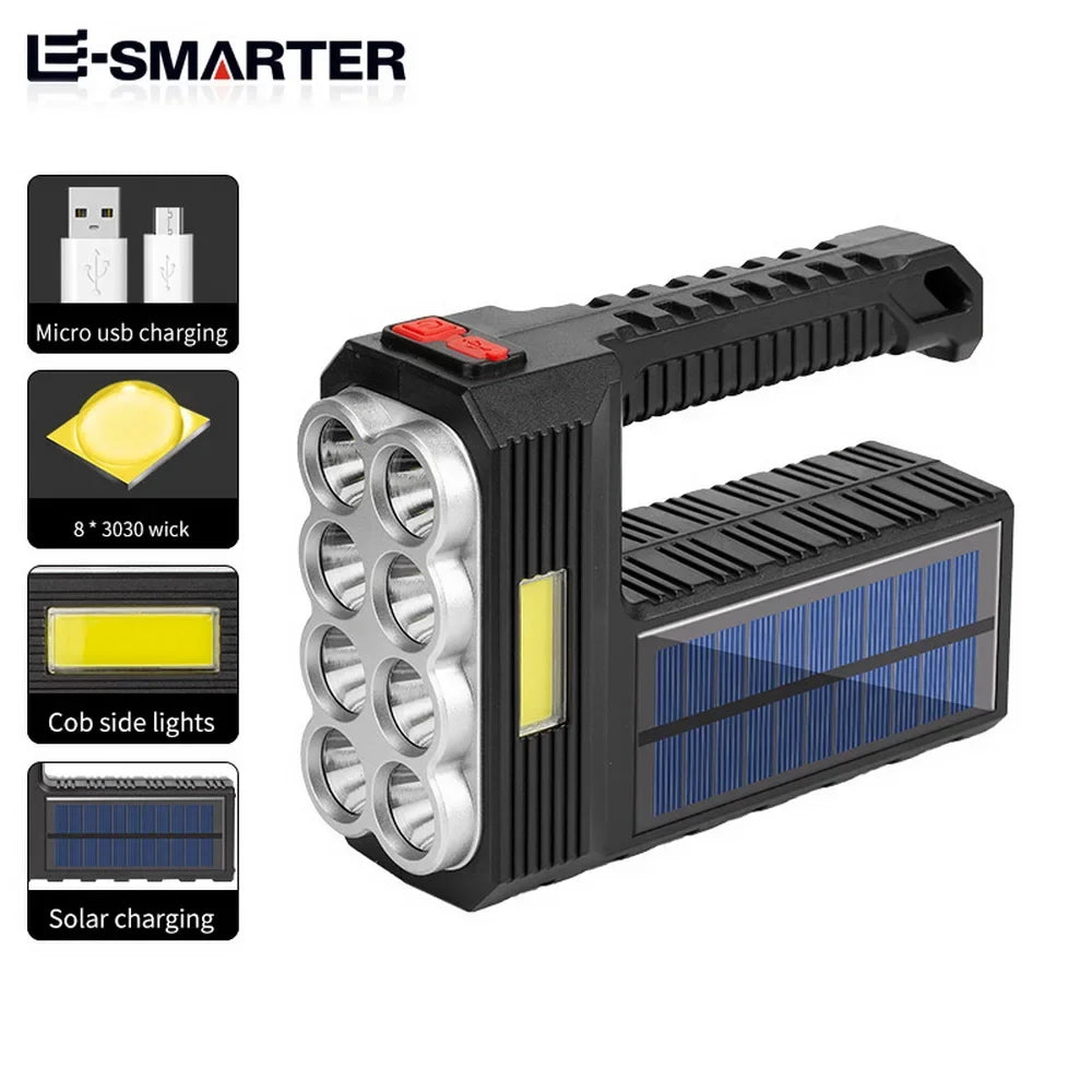 Projecteur de Camping en plein air, ampoules 8led, Charge solaire, lampe de poche, Charge USB, lampe Portable, 4 Modes d'éclairage lumineux