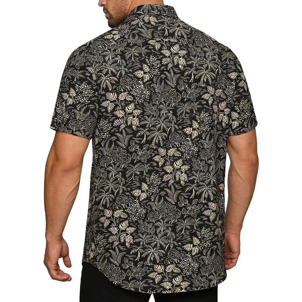 Chemise décontractée pour homme à imprimé graphique vintage, chemise hawaïenne à manches courtes pour l'été, chemises boutonnées, vêtements pour homme, chemise streetwear tendance