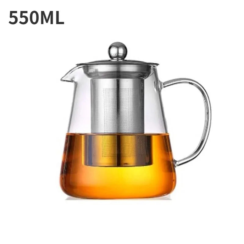 Théière en verre – Borosilicate résistant à la chaleur avec infuseur amovible en acier inoxydable, service à thé Kung Fu