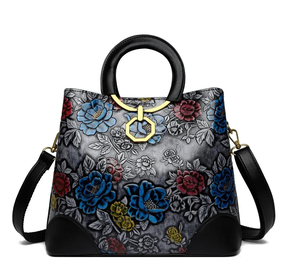 Sacs à bandoulière à imprimé floral pour femmes 2024 Sacs messagers à bandoulière en cuir de haute qualité pour dames