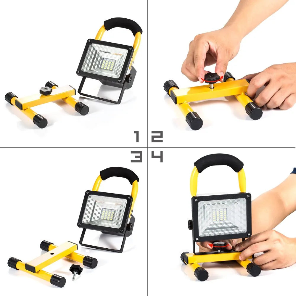 Projecteur LED Portable Rechargeable, étanche, alimenté par batterie, pour Camping en plein air, randonnée, lampe de travail d'urgence
