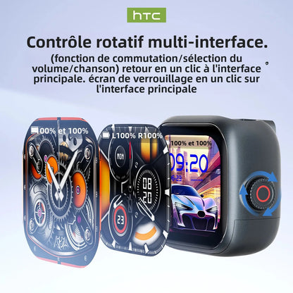 【Papier peint personnalisé】 écouteurs HTC NE40 Bluetooth V6 TWS sport traducteur AI écouteurs réduction du bruit casque sans fil avec micro