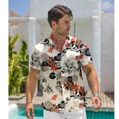 Chemise décontractée pour homme à imprimé graphique vintage, chemise hawaïenne à manches courtes pour l'été, chemises boutonnées, vêtements pour homme, chemise streetwear tendance