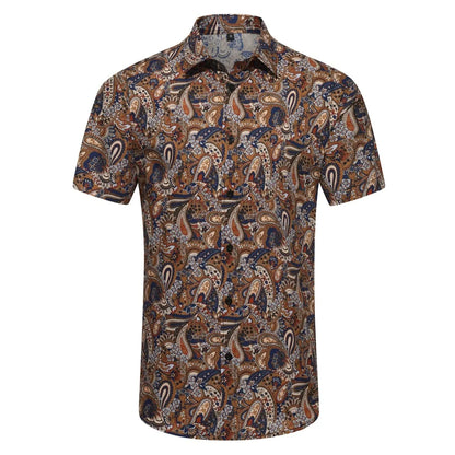 Chemise décontractée pour homme à imprimé graphique vintage, chemise hawaïenne à manches courtes pour l'été, chemises boutonnées, vêtements pour homme, chemise streetwear tendance