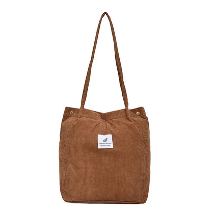 Sac de courses en velours côtelé pour femme, sac à bandoulière en toile pour fille, sac à main de rangement écologique, fourre-tout d'épicerie écologique pliable et réutilisable