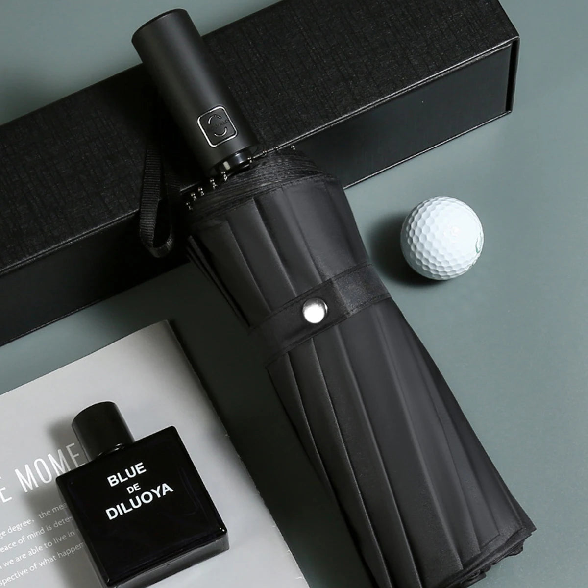 Parapluie pliant entièrement automatique à 16 baleines pour homme et femme, grand, résistant, résistant aux UV, de luxe, pour les affaires, coupe-vent