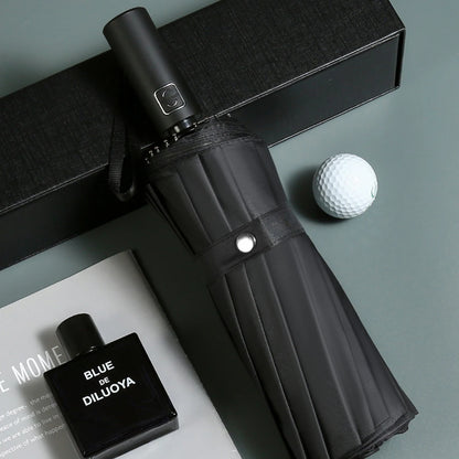 Parapluie pliant entièrement automatique à 16 baleines pour homme et femme, grand, résistant, résistant aux UV, de luxe, pour les affaires, coupe-vent