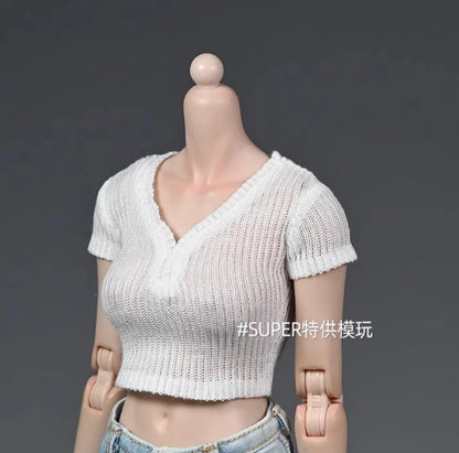 Poupées féminines à l'échelle 1/6, tissu tricoté blanc, modèle de corps d'action de 12 pouces