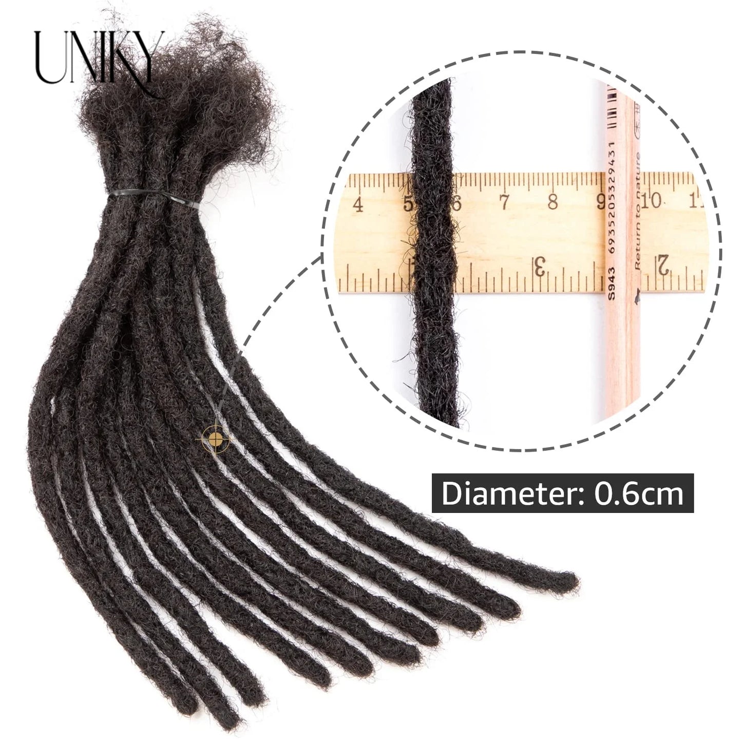 Extensions de dreadlocks à 60 brins pour hommes/femmes, cheveux afro crépus et raides, 100 % humains, faites à la main, tresses au crochet
