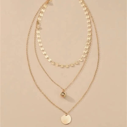 Collier multicouches vintage punk pour femmes, nouvelle mode, chaîne ronde à paillettes plaquée or, pendentif en perles métalliques, vente en gros