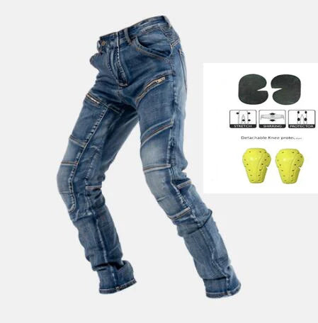 Aeamind-Pantalon de moto en coton à haute élasticité, jean d'équitation anti-chute, pantalon de chevalier avec 4 genouillères, 4 saisons, nouveau