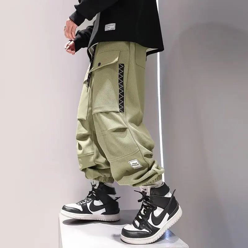 Pantalon cargo coréen pour hommes, streetwear japonais, survêtement surdimensionné, Harajuku, jogging décontracté, pantalon tendance Kpop, hip hop
