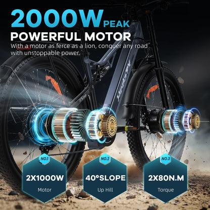 UE 2025 nouveau vélo électrique Heda-TX29 avec capteur de vitesse de 27,5 pouces 2000W 48V19.2AH frein hydraulique