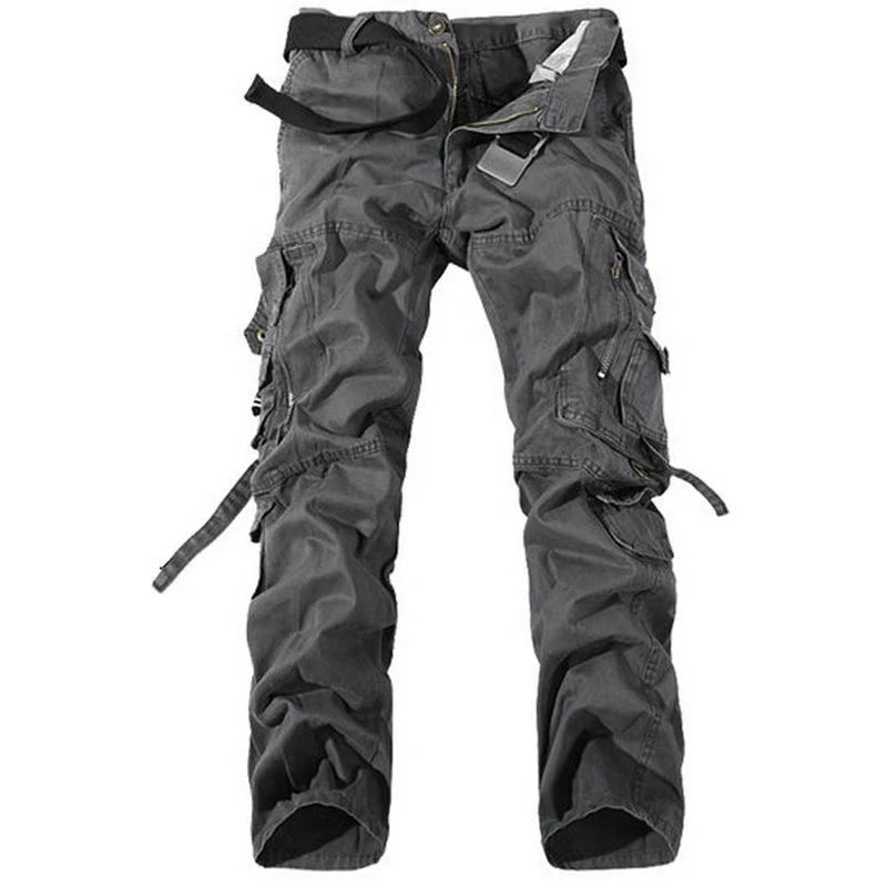 Pantalon cargo multi-poches pour homme, pantalon de travail délavé solide de style militaire d'automne, pantalon de travail en coton ample de haute qualité, pantalon militaire tactique
