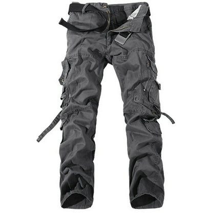 Pantalon cargo multi-poches pour homme, pantalon de travail délavé solide de style militaire d'automne, pantalon de travail en coton ample de haute qualité, pantalon militaire tactique