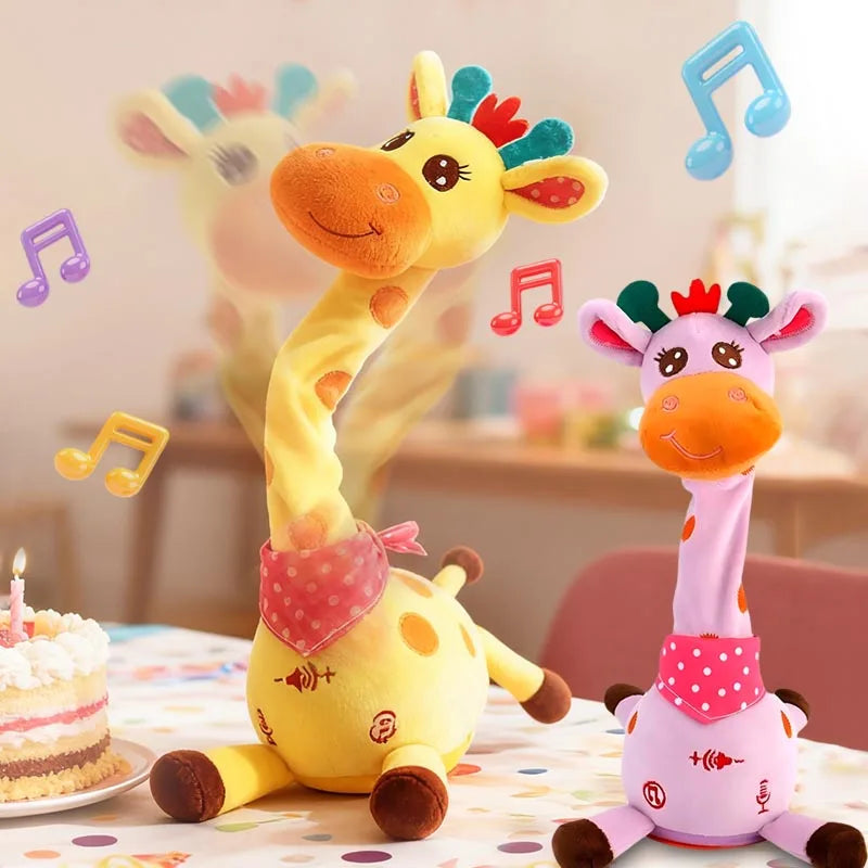 Jouet girafe parlant dansant mignon, répétitif de ce que vous dit avec 10 chansons, Volume réglable, girafe dansante musicale scintillante