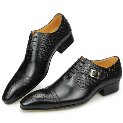 Chaussures provoqué formelles en cuir véritable pour hommes, chaussures Oxford de luxe, chaussures d'affaires haut de gamme, style européen élégant