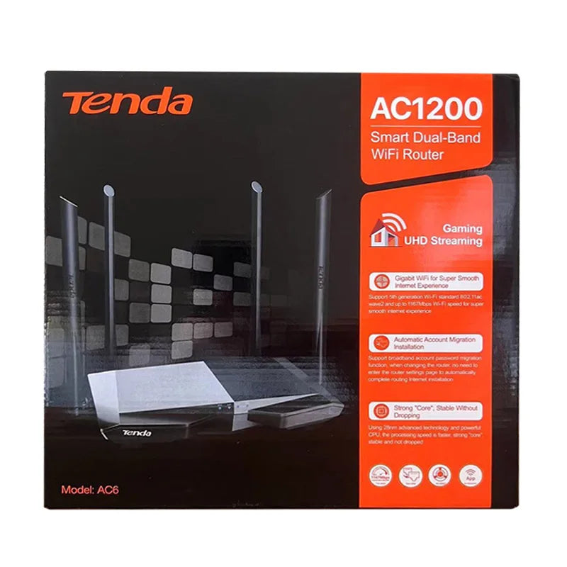 Version mondiale Tenda AC6 WiFi routeur AC1200 5Ghz haute vitesse sans fil Internet MU-MIMO Beamformage longue portée couverture originale nouveau