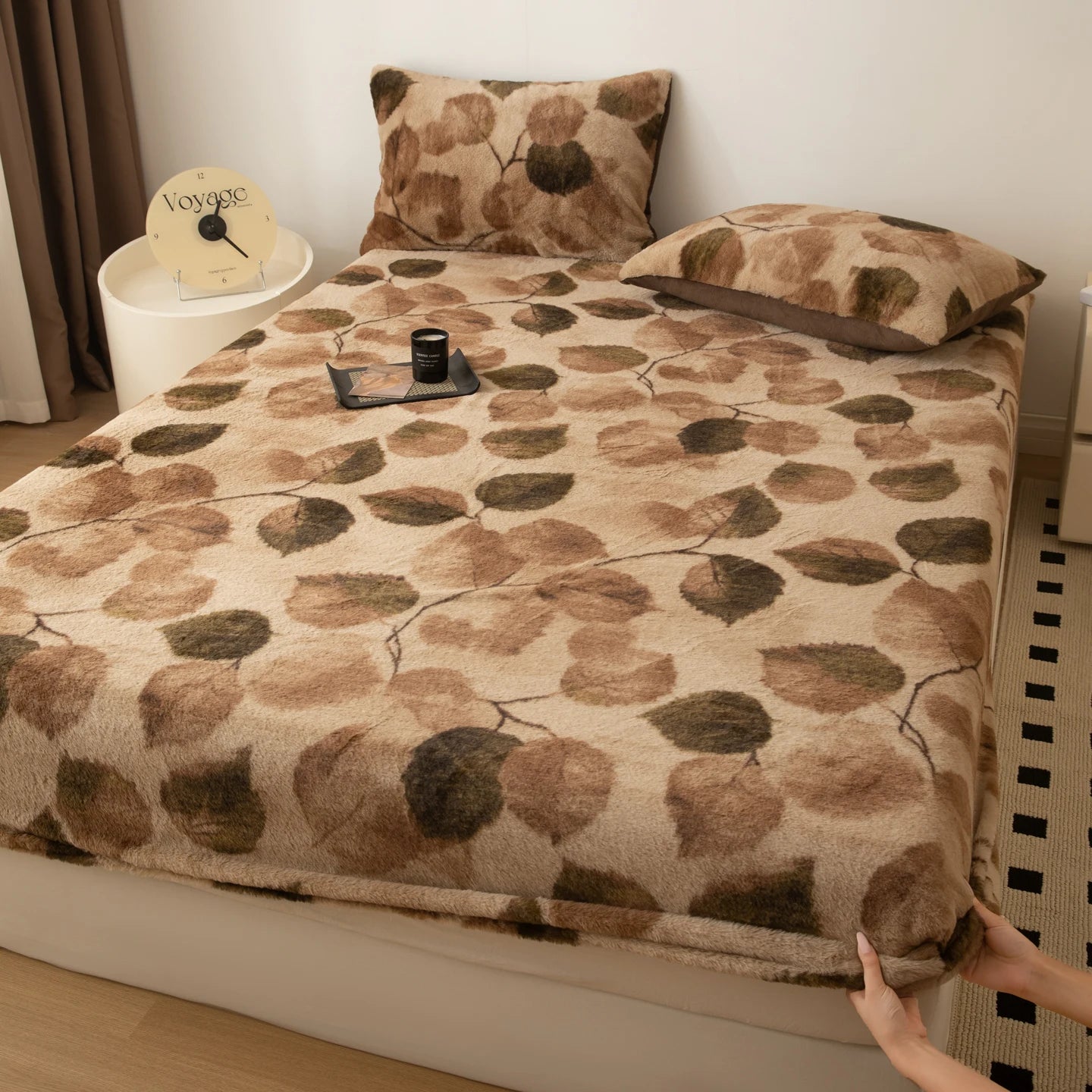 Couvre-lit sur le lit, drap-housse chaud en velours Angora, surmatelas Long en velours, couverture de lit à bande élastique complète