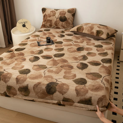 Couvre-lit sur le lit, drap-housse chaud en velours Angora, surmatelas Long en velours, couverture de lit à bande élastique complète