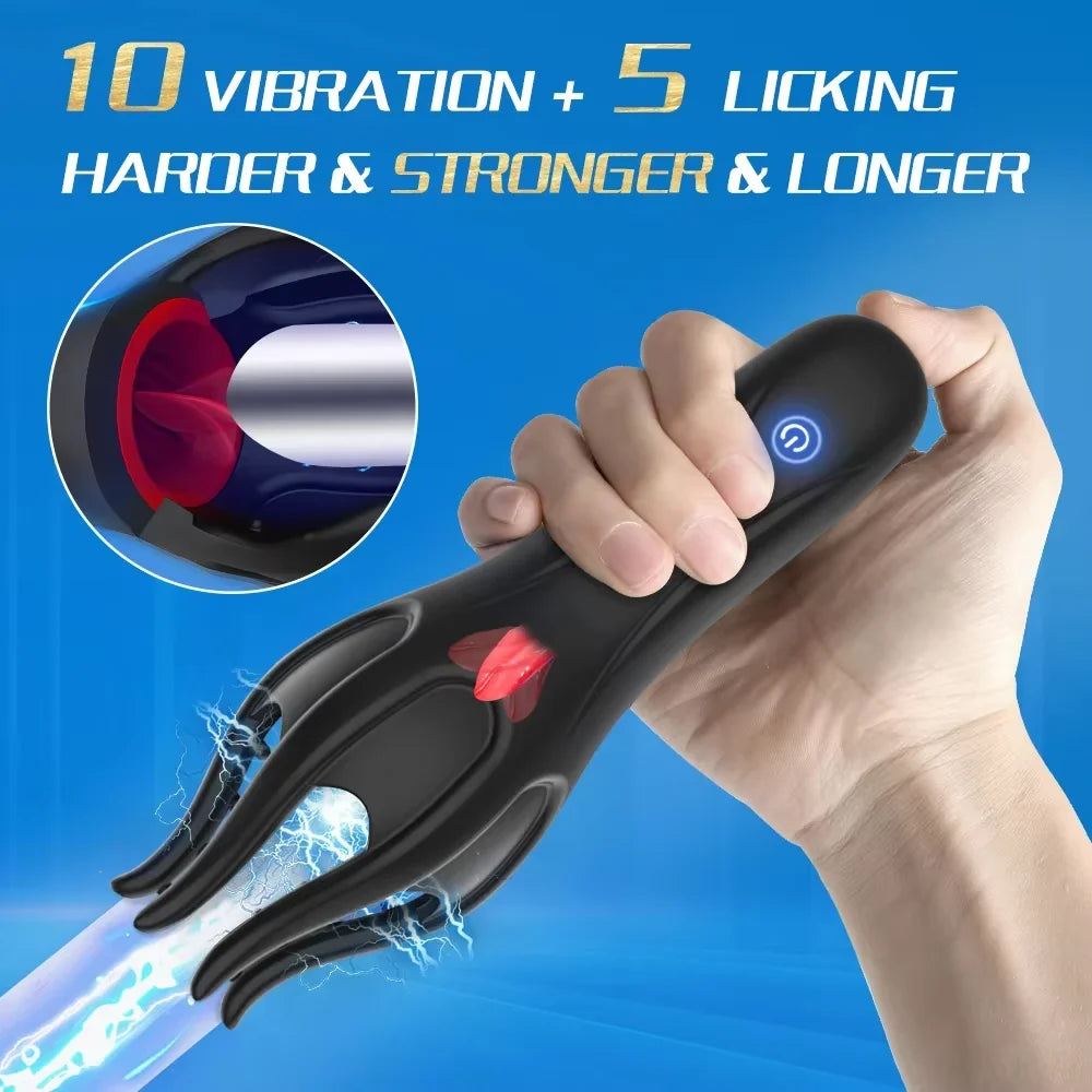 Masseur électrique stimulateur de gland, masturbateur masculin, entraîneur de retardement de l'éjaculation, vibrateur 10 modes, jouet sexuel automatique pour orgasme oral, jouets sexuels pour adultes gays
