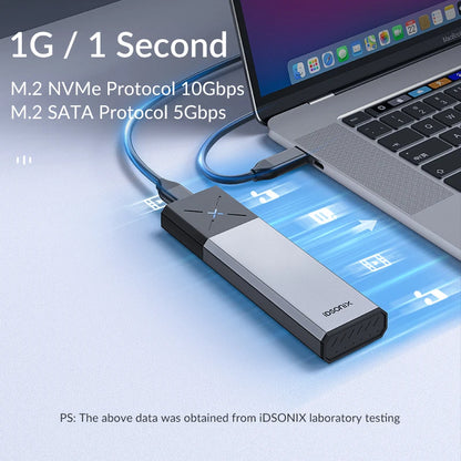 IDsonix-Boîtier de Disque Dur Externe SSD M.2 NVMe SATA, Support UASP pour Ordinateur Portable, NVcloser, PCIE, NGFF