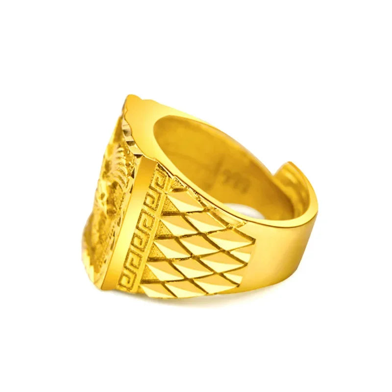 Group bague ouverte en or 14 carats avec document Eagle pour homme, accessoires de père et de frère, bijoux fins, meilleur optique, cadeaux