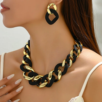 Collier et boucles d'oreilles tendance pour femme, ensemble de bijoux de fête, chaîne maximale, tempérament de mariée, perles