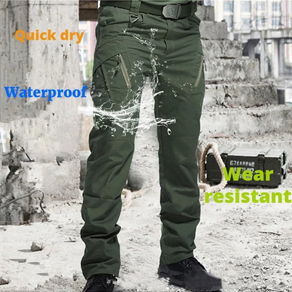 Pantalon cargo imperméable pour homme, jogging militaire masculin, pantalon élastique à poches multiples, grande taille, FjOutdoor