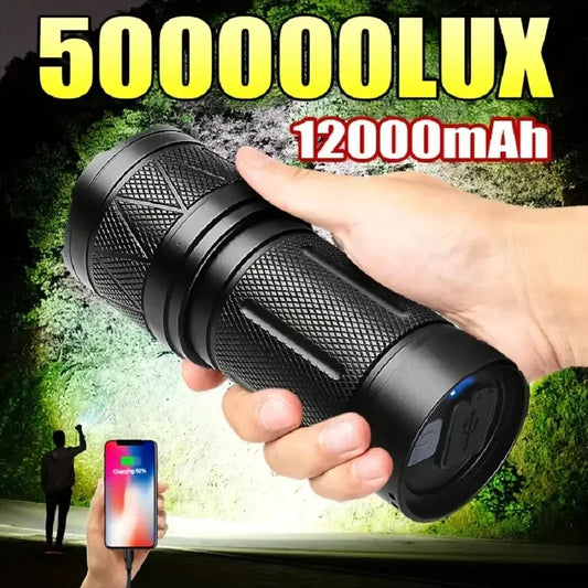 Lampe de poche LED Ultra lumineuse, Rechargeable 12000mAh avec batterie 3*18650, torche tactique étanche IPX6 Zoomable pour le Camping