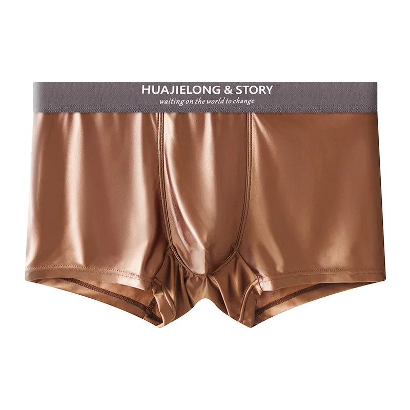 1/3 pièces respirant mince Satin soie Boxer slips sans couture taille moyenne glace soie boxeurs caleçons sous-vêtements lisses pour hommes quotidien