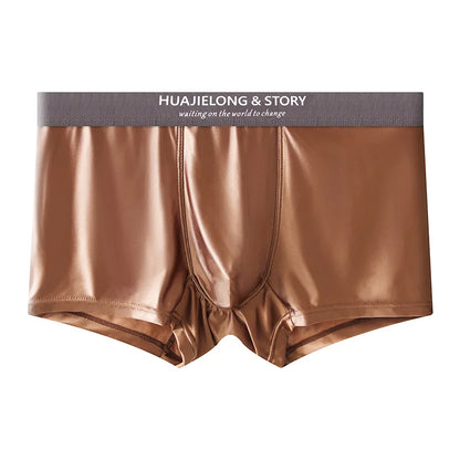 1/3 pièces respirant mince Satin soie Boxer slips sans couture taille moyenne glace soie boxeurs caleçons sous-vêtements lisses pour hommes quotidien