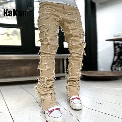 Kakan - Nouveaux jeans extensibles européens et américains pour hommes, coupe droite High Street, coupe droite, 16-301