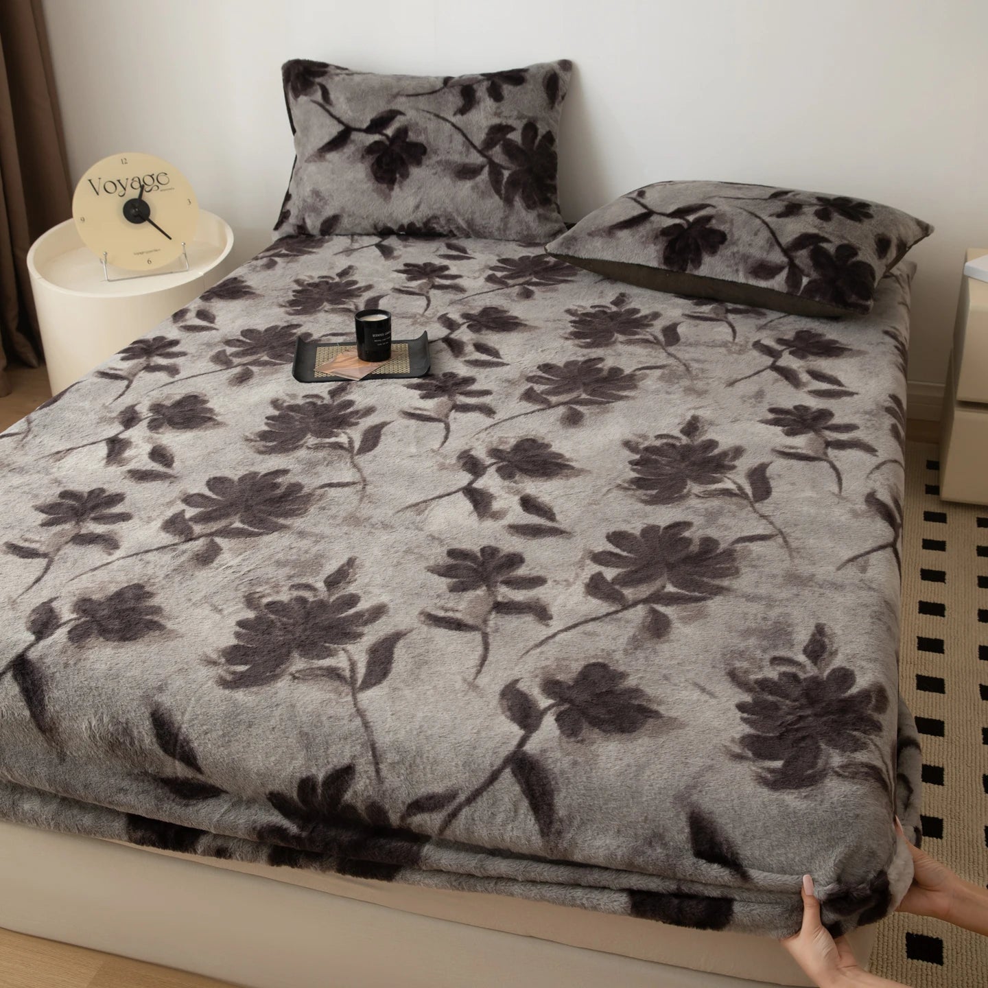 Couvre-lit sur le lit, drap-housse chaud en velours Angora, surmatelas Long en velours, couverture de lit à bande élastique complète