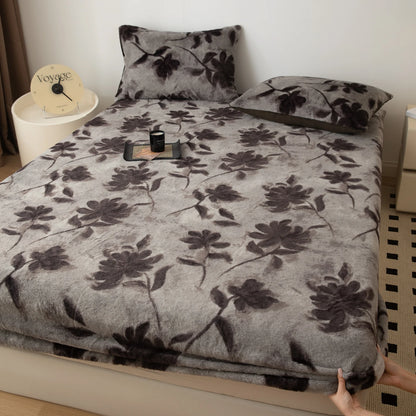 Couvre-lit sur le lit, drap-housse chaud en velours Angora, surmatelas Long en velours, couverture de lit à bande élastique complète