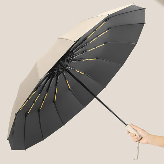 Parapluie double 16 carats pour homme et femme, grand format, coupe-vent, compact, pliable, automatique, pour le soleil, la pluie, les voyages