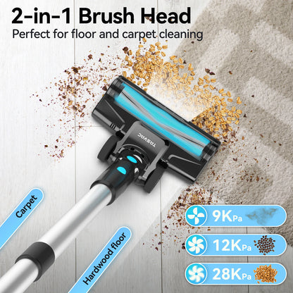 Aspirateur sans fil V600, aspirateur balai sans balais 28Kpa, batterie rechargeable, 3 modes