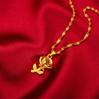 Colliers avec pendentif fleur couleur or 24K pour femmes, chaîne ondulée de 18 pouces, accessoires de bijoux de luxe de haute qualité