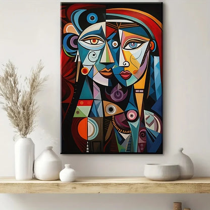 Affiche et imprimés de Couple géométrique, peinture sur toile de figurines abstraites, tableau d'art mural inspiré de Picasso pour décoration de salon et de maison