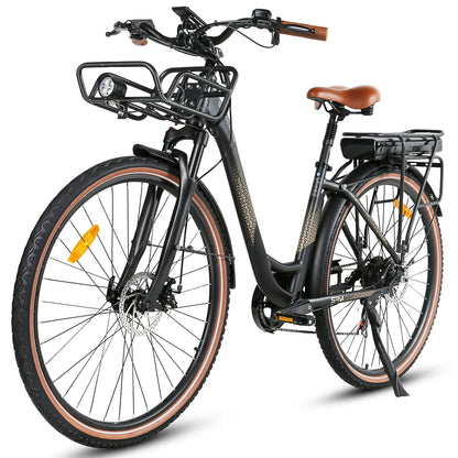 Vélo électrique de ville Samebike RS-A07 28 pouces, batterie au lithium 36V13Ah, vélo électrique 500W, double frein à disque, vélo électrique avec panier