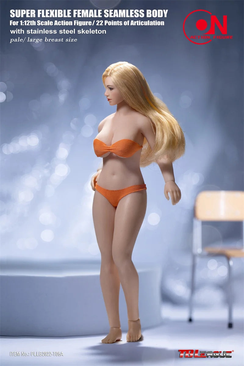 TBLeague-Figurines féminines super flexibles, échelle 1/12, corps dodu sans couture, peau bronzante pâle, 6 en effet, beurre, T04A, T04B, T05A, T05B