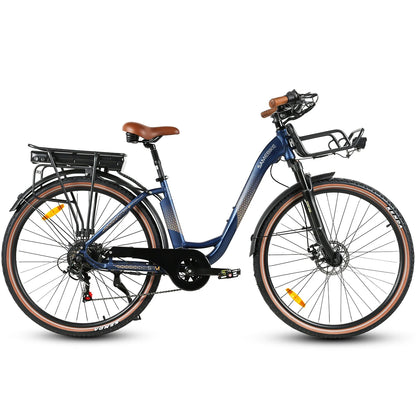 Vélo électrique de ville Samebike RS-A07 28 pouces, batterie au lithium 36V13Ah, vélo électrique 500W, double frein à disque, vélo électrique avec panier