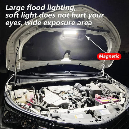 Lampes de poche LED lampe de travail rechargeable avec base magnétique et crochet de suspension 3 modes projecteur pour gril de réparation de voiture utilisation en extérieur