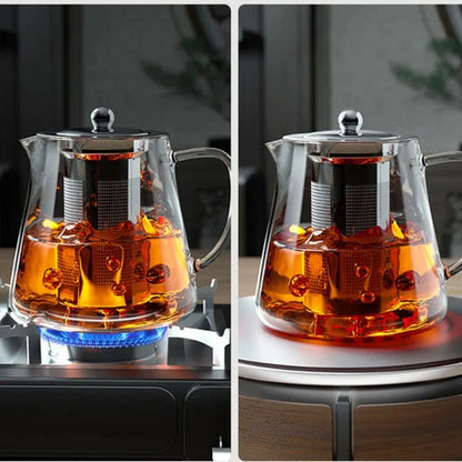 Théière en verre – Borosilicate résistant à la chaleur avec infuseur amovible en acier inoxydable, service à thé Kung Fu