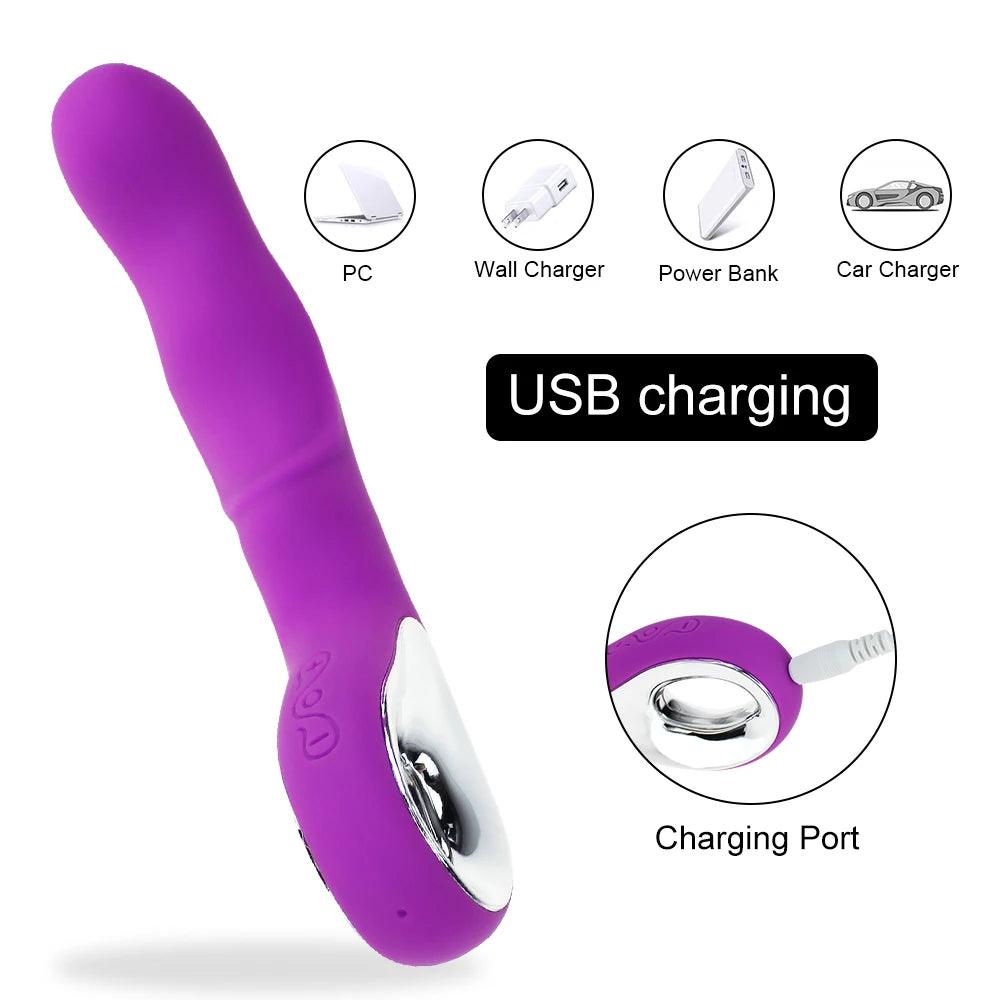 10 vitesses USB Rechargealbe baguette magique masseur gode vibrateurs double Clitoris stimulateur G Spot vibrateur adultes jouets sexuels pour femme