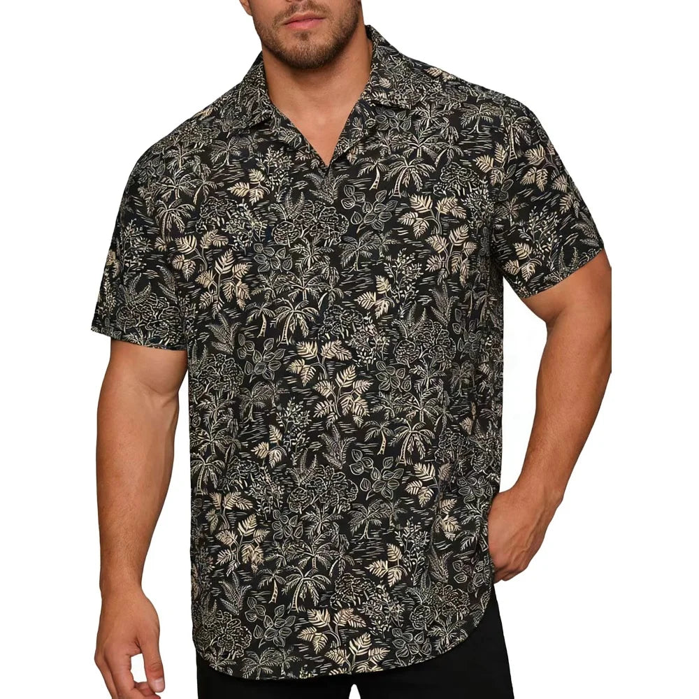Chemise décontractée pour homme à imprimé graphique vintage, chemise hawaïenne à manches courtes pour l'été, chemises boutonnées, vêtements pour homme, chemise streetwear tendance