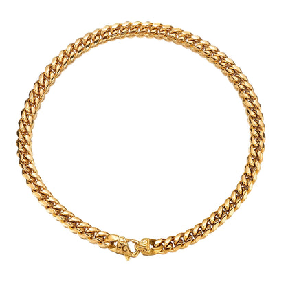 Collier à maillons cubains dorés Hip-Hop en acier inoxydable pour hommes et femmes, bijoux tendance