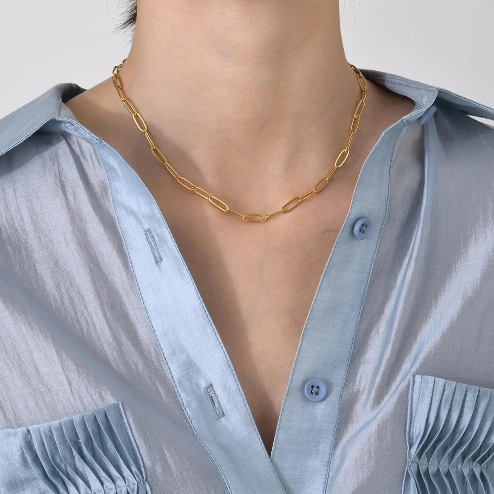 Collier ras du cou en acier inoxydable couleur or pour femmes, style hip-hop, punk, chaîne courte à maillons, bijoux pour femmes, Collares de Moda 2024