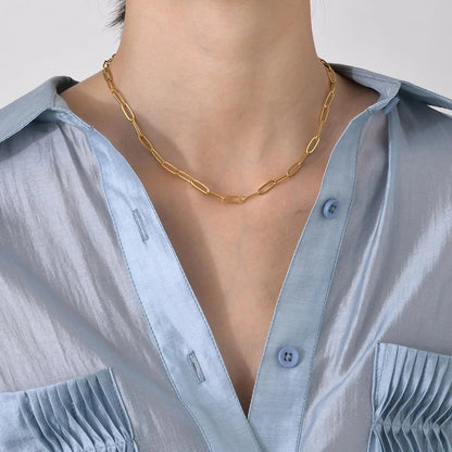 Collier ras du cou en acier inoxydable couleur or pour femmes, style hip-hop, punk, chaîne courte à maillons, bijoux pour femmes, Collares de Moda 2024