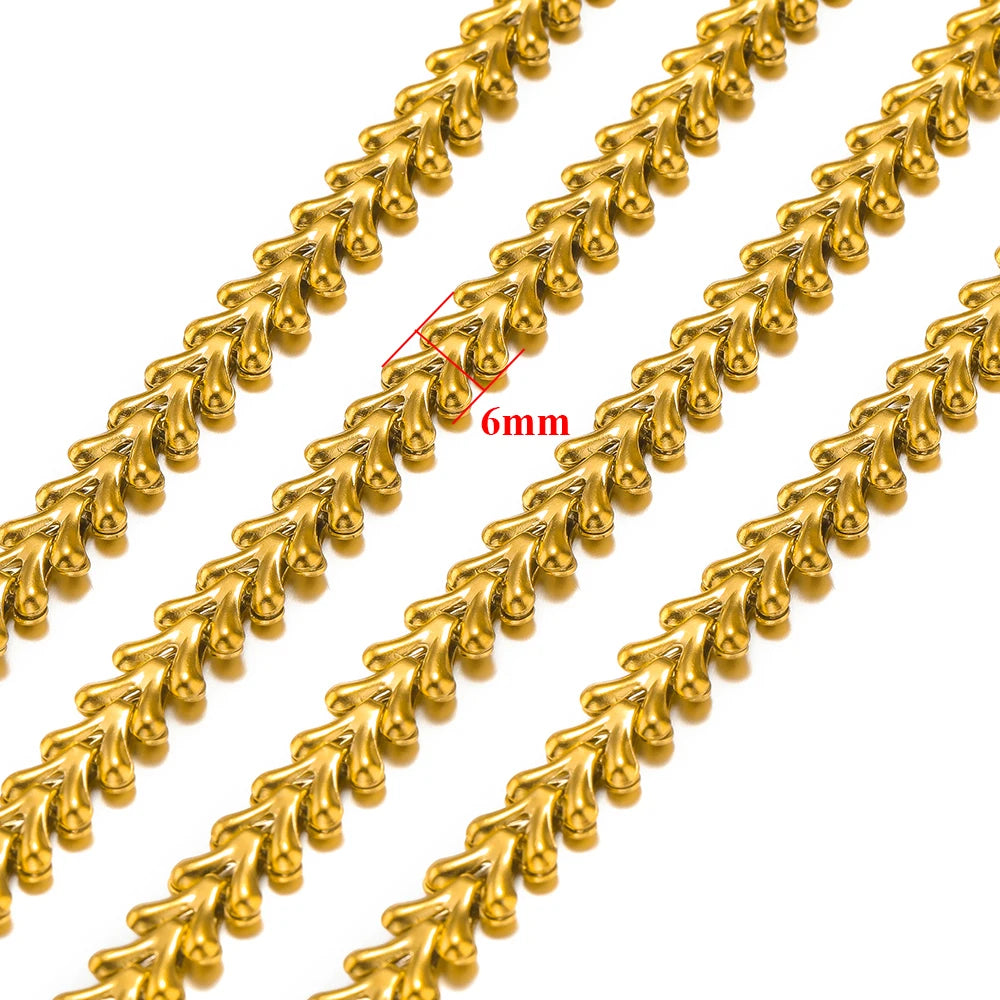 Oral ron plaqué or en acier inoxydable, chevron Sophia creux, bijoux de bricolage, boucles d'oreilles, colliers de la présidence exécutive, accessoires de bracelets, 1 mètre